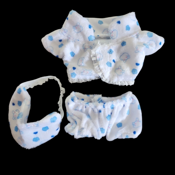 Adorable Blue And White P.j's For Labubufufu Doll 3 Piece - Picture 8 of 8